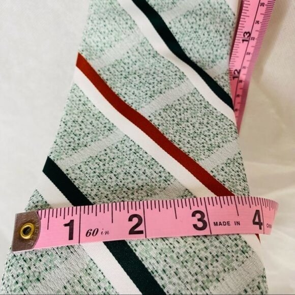Vintage JCPenny Green Striped 70s 80s Red White Tie - Picture 8 of 9